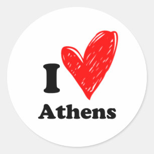 I Liebe Athen Runder Aufkleber