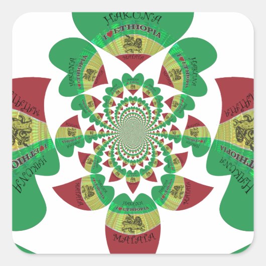 I Liebe Äthiopia Kaleidoscope - Heartfelt Rasta Ar Quadratischer Aufkleber (Vorderseite)