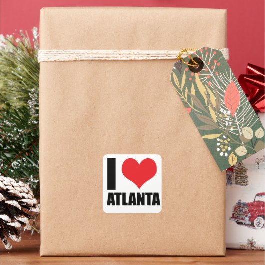 I Liebe Atlanta Quadratischer Aufkleber (Feiertag)