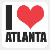 I Liebe Atlanta Quadratischer Aufkleber (Vorderseite)