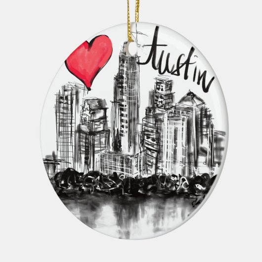I Liebe Austin Keramik Ornament (Links)
