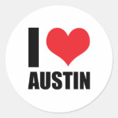 I Liebe Austin Runder Aufkleber (Vorderseite)