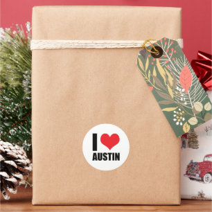 I Liebe Austin Runder Aufkleber