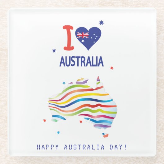 "I LIEBE AUSTRALIA" Australien Tag 26. Januar Glasuntersetzer