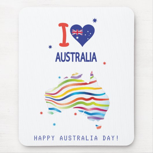 "I LIEBE AUSTRALIA" Australien Tag 26. Januar Mousepad (Vorne)