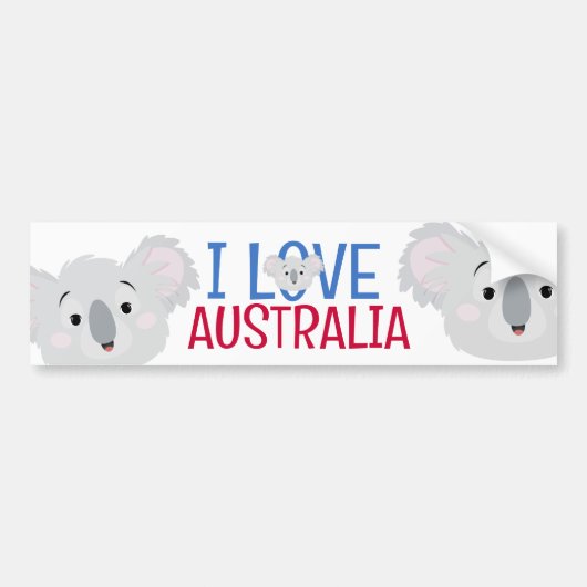 I Liebe Australia Gray Koala Bear Autoaufkleber (Vorne)