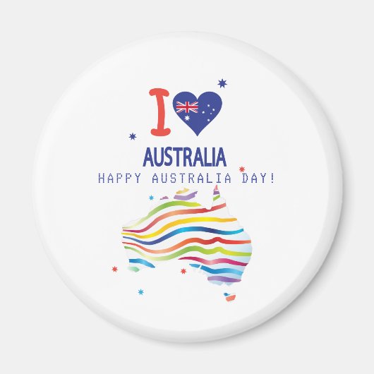I LIEBE AUSTRALIEN mit Herz und Kartenzeichen Magnet (Vorne)