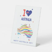 I LIEBE AUSTRALIEN mit Herz und Kartenzeichen Sockelschild (Vorderseite)