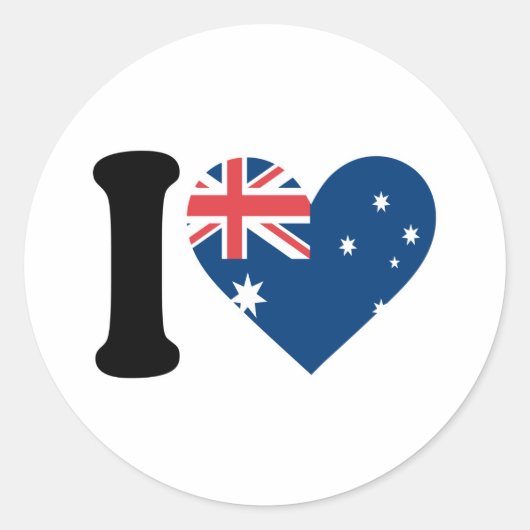 I Liebe Australien Runder Aufkleber (Vorderseite)