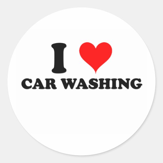 I Liebe Auto waschen Runder Aufkleber (Vorderseite)
