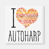 I Liebe Autoharp Orange Mandala Herz Magnet (Vorne)