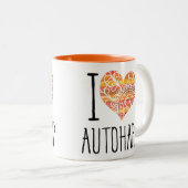I Liebe Autoharp Orange Mandala Herz Zweifarbige Tasse (VorderseiteRechts)