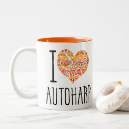 I Liebe Autoharp Orange Mandala Herz Zweifarbige Tasse