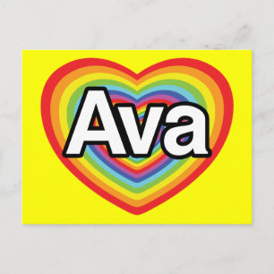 I Liebe Ava, Regenbogenherz Postkarte