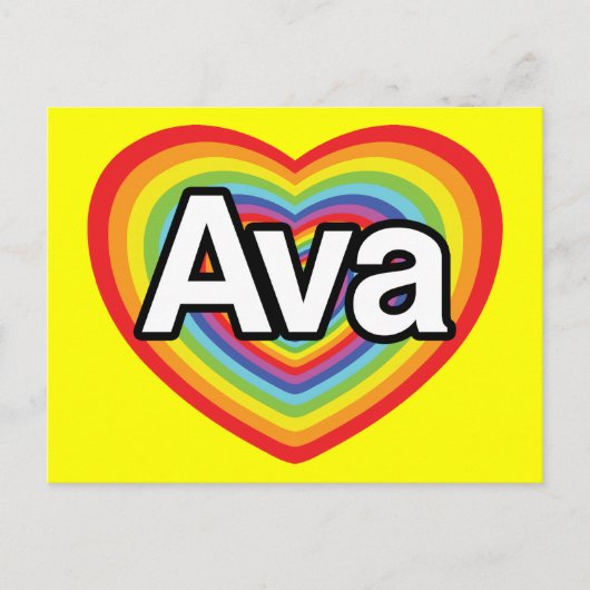 I Liebe Ava, Regenbogenherz Postkarte (Vorderseite)