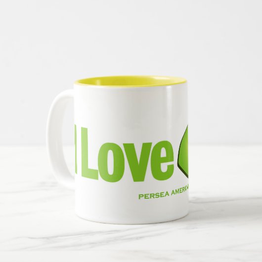 I Liebe-Avocados Zweifarbige Tasse (Vorderseite Links)