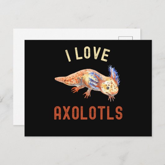 I Liebe Axolotls, Niedlicher Funny Axolotl Postkarte (Vorne/Hinten)