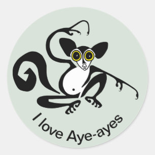 I Liebe AYE-AYES - Primat - Lemur - Madagaskar Runder Aufkleber