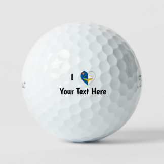I Liebe (Azoren-Flaggenherz) Personalisiert Golfball