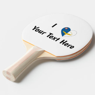 I Liebe (Azoren-Flaggenherz) Personalisiert Tischtennis Schläger