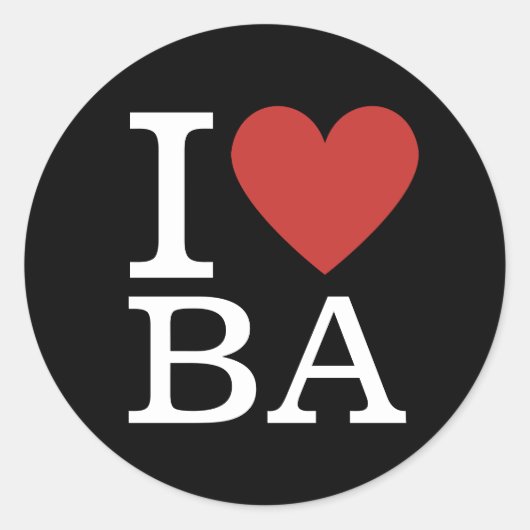 I ❤️ Liebe BA Business Analytics Mitarbeiter CUSTO Runder Aufkleber (Vorderseite)