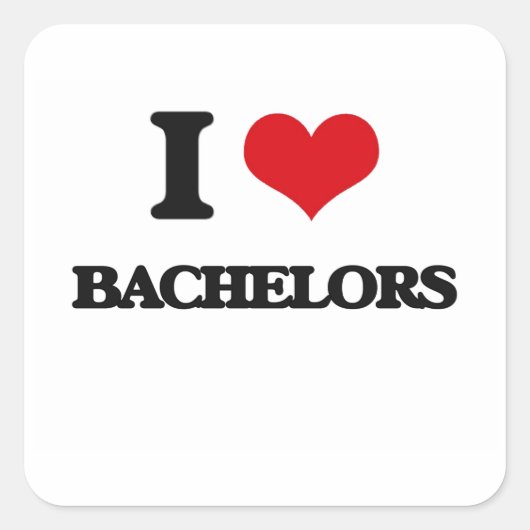 I Liebe Bachelors Quadratischer Aufkleber (Vorderseite)