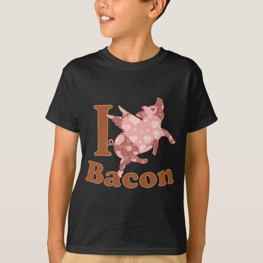 I LIEBE BACON Flugschwein T-Shirt (Vorderseite)