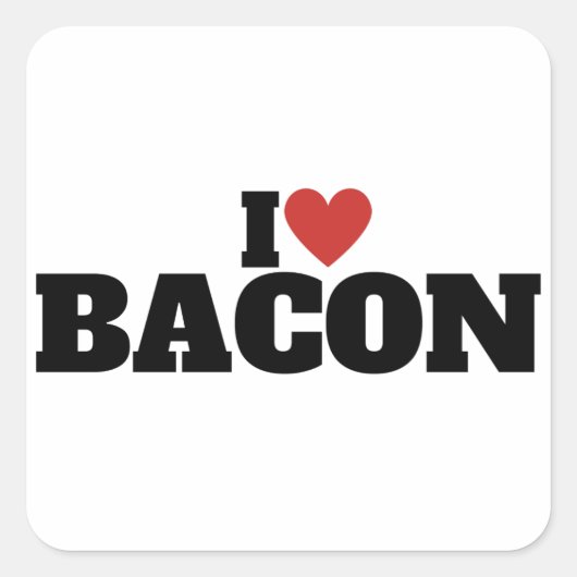 I Liebe Bacon Quadratischer Aufkleber (Vorderseite)
