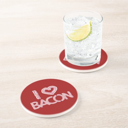 I Liebe Bacon Sandstein Untersetzer (Seite)