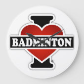 I Liebe-Badminton Große Wanduhr (Vorderseite)