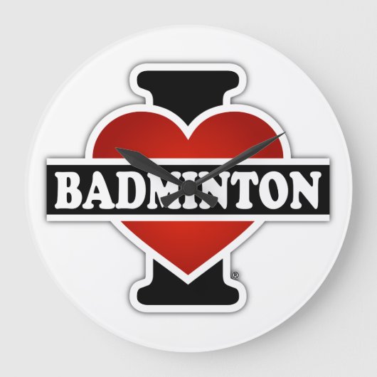 I Liebe-Badminton Große Wanduhr (Vorderseite)