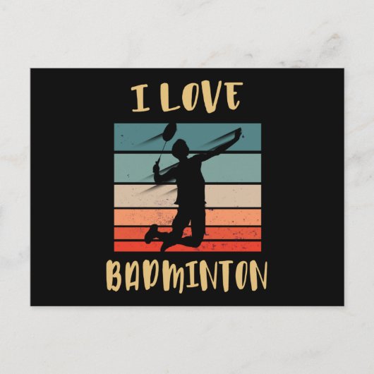 I Liebe Badminton Jump Smash Postcard Postkarte (Vorderseite)