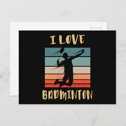 I Liebe Badminton Jump Smash Postcard Postkarte (Vorne/Hinten)