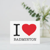 I LIEBE BADMINTON POSTKARTE (Stehend Vorderseite)