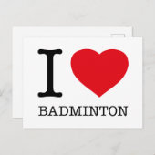 I LIEBE BADMINTON POSTKARTE (Vorne/Hinten)