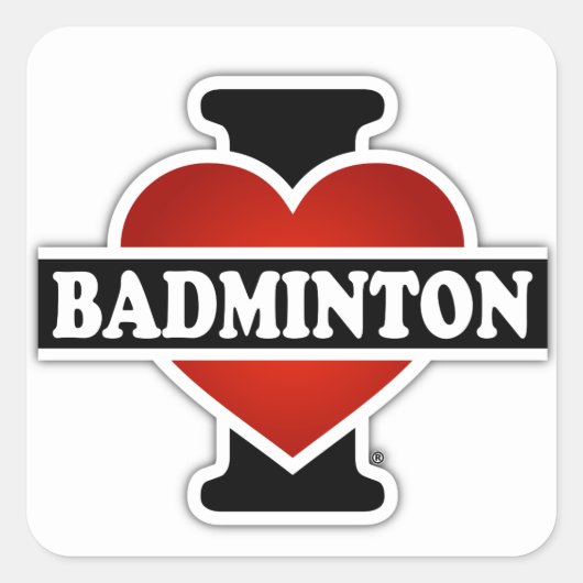 I Liebe Badminton Quadratischer Aufkleber (Vorderseite)