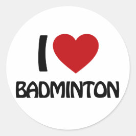 I Liebe Badminton Runder Aufkleber