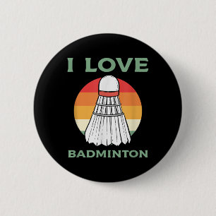 I Liebe Badminton Sport Vintag Retro Sunset Clothi Button