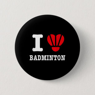 I Liebe Badminton T-Shirt - Funny Shuttle Heart Pa Button