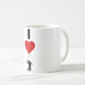 I Liebe-Badminton (vertikal) Kaffeetasse (VorderseiteRechts)