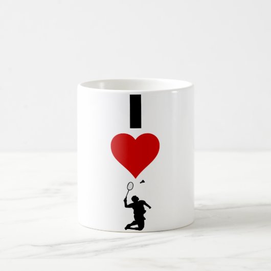 I Liebe-Badminton (vertikal) Kaffeetasse (Mittel)