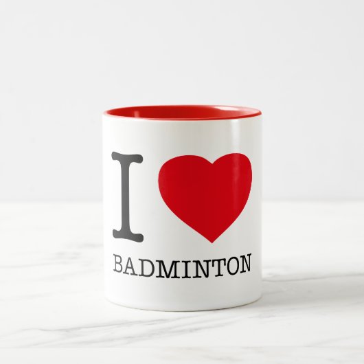 I LIEBE BADMINTON ZWEIFARBIGE TASSE (Mittel)