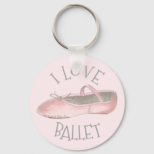 I Liebe Ballerina Pink Slipper Tanzlehrerin Schlüsselanhänger (Vorderseite)