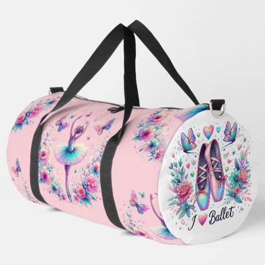 I Liebe Ballet Ballerina Tanz Große Duffel Tasche (Linke Ecke)