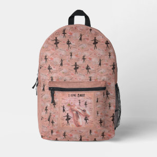 I Liebe Ballet Druckknopf Nähtasche Bedruckter Rucksack