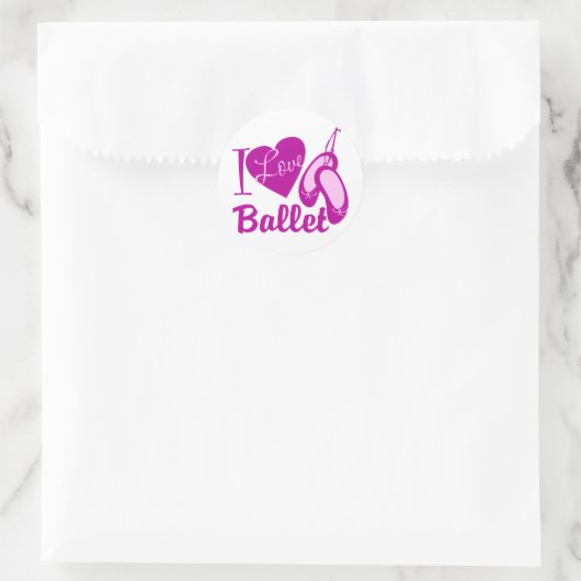 I Liebe Ballet Runder Aufkleber (Tasche)