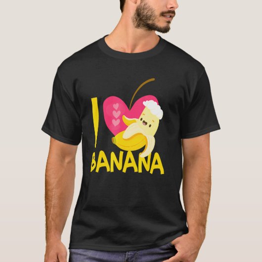 I Liebe Bananen Vegane Lebensmittel T-Shirt (Vorderseite)