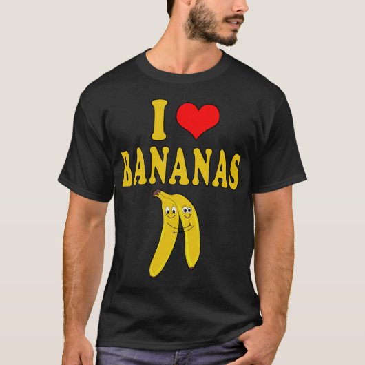 I Liebe Bananen Witziges Kostüm Vegan T-Shirt (Vorderseite)