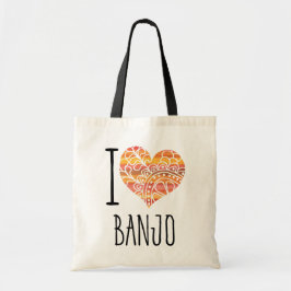 I Liebe Banjo Orange Mandala Herz Tragetasche