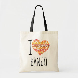 I Liebe Banjo Orange Mandala Herz Tragetasche